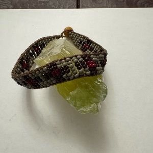 This is a Navaho glass beaded beads and leather